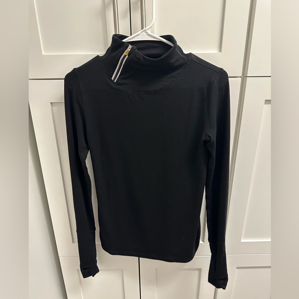 Oiselle Wazzie Wool Side Zip Pullover ~ black size 2